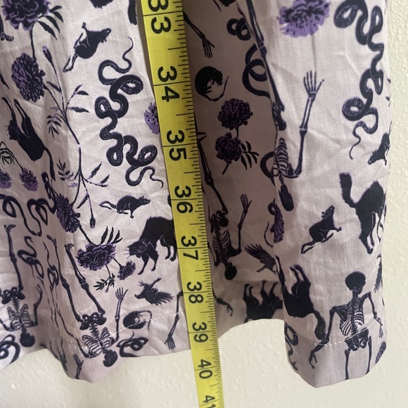 Modcloth Spooky Halloween Mini A-Line Dress Snakes Skeletons Cats Mice Roses 16 - Picture 5 of 7